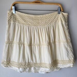 Isabel Marant Etoile Butter Yellow Crochet And Light Fabric Mini Skirt Sz 40